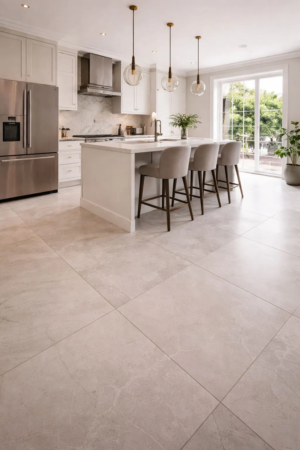 Marble tiling in Cardiff bathroom