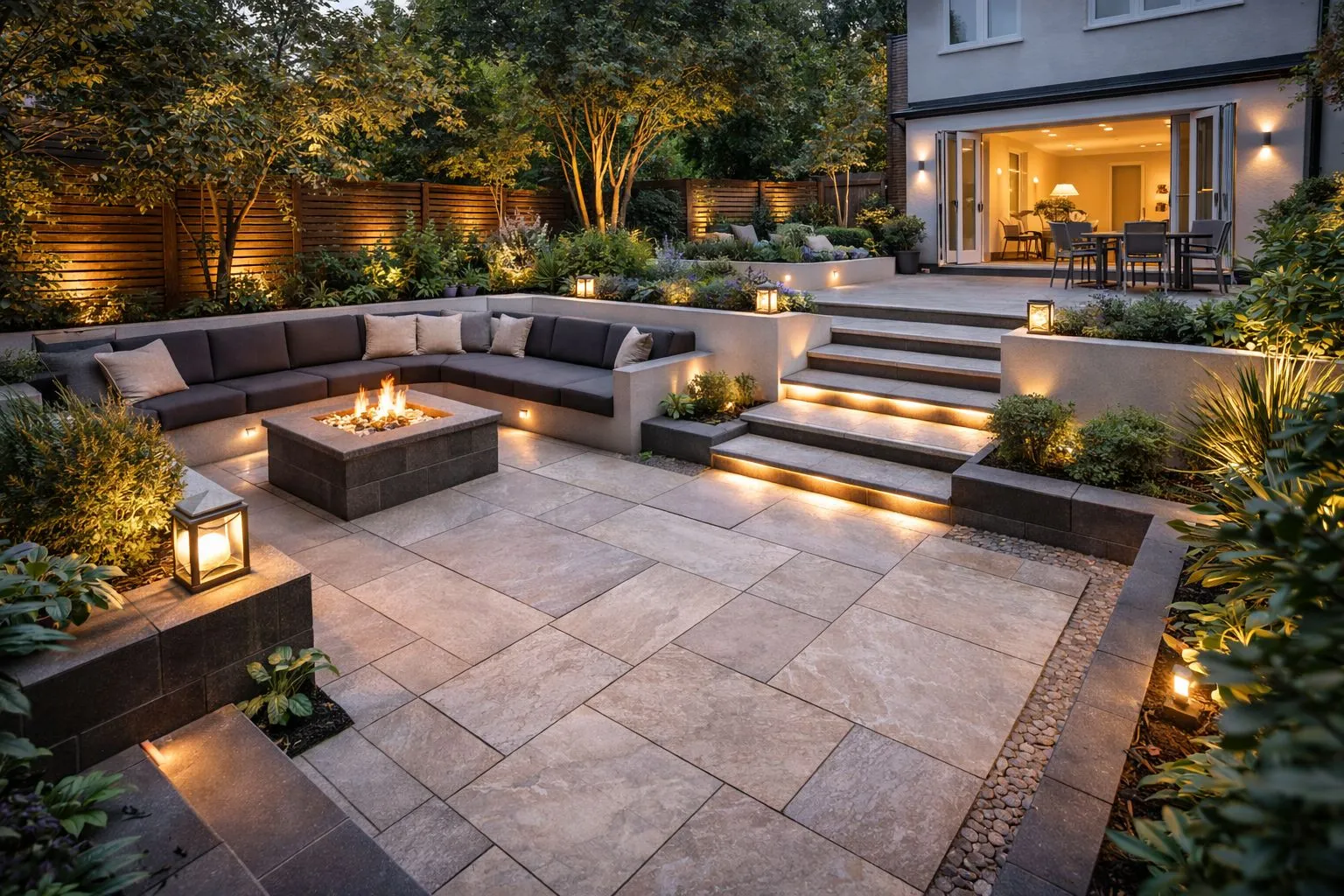 Contemporary patio and garden design in Cardiff