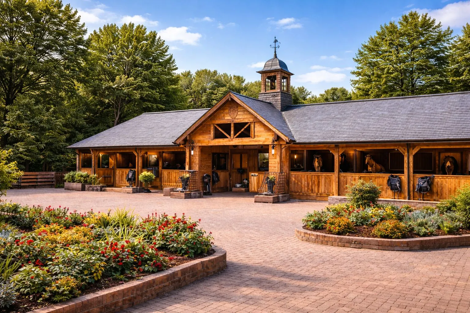 Illustrative outbuilding and stable complex style