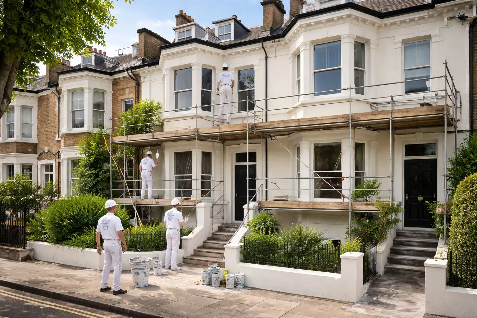 Exterior painting of Victorian facade in Newport